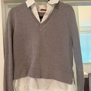 Belldini Gray Sweater with White Collar